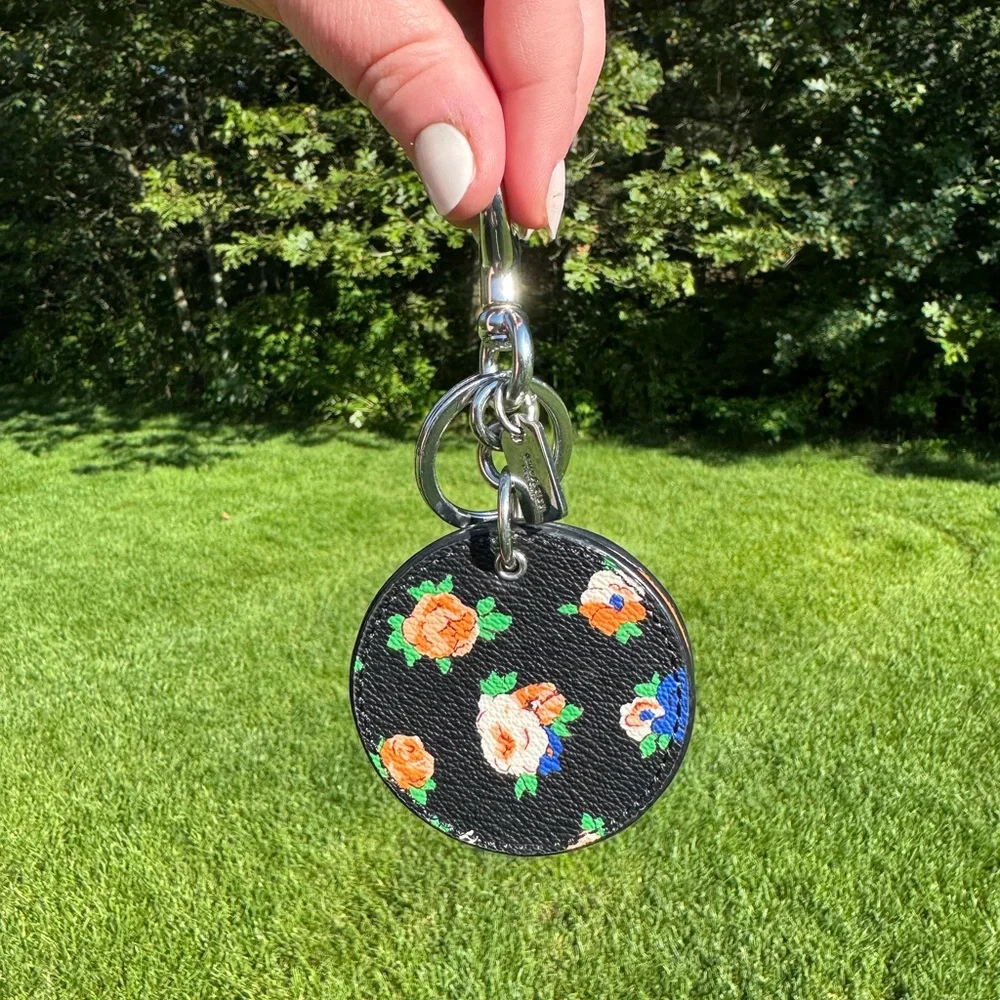 Coach Floral and Teal Keychain with Mirror - Picture 4 of 5